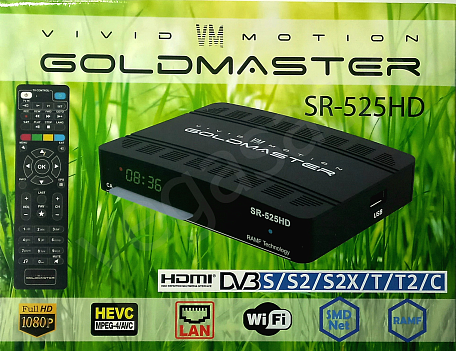 Спутниковый ТВ ресивер  GoldMaster SR-525HD ресивер с тюнером DVB-T2/C/S/S2/S2X