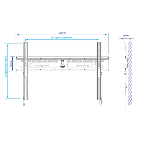 Фиксированный ТВ кронштейн  Kromax FLAT-1 для LED/LCD телевизоров