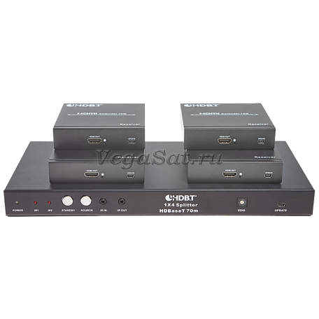 HDMI splitter 1x4 - удлинитель  Dr.HD SP 144 BT 70 по витой паре, до 70 м