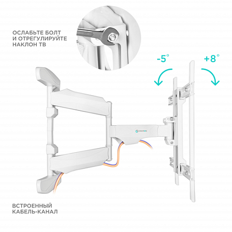 Наклонно-поворотный ТВ кронштейн  Onkron M6L white для LED/LCD телевизоров