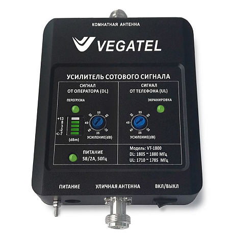 Репитер GSM  Vegatel VT-1800 (LED) усиление сигнала до 300 м2