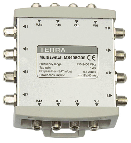 Мультисвитч  Terra MS-408 пассивный проходной 4х8
