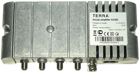 Усилитель ТВ сигнала  Terra HA 205 антенный 3 входа, 27/36 dB