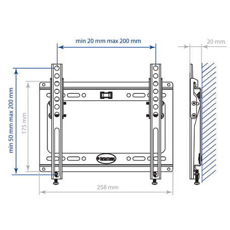 Наклонный ТВ кронштейн  Kromax IDEAL-6W white для LED/LCD телевизоров