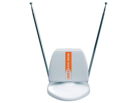 Комнатная ТВ антенна DVB-T2  Рэмо «BAS-5302-DX» активная МВ / ДМВ с усилителем