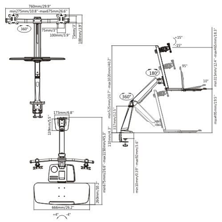 Рабочее место  ABC Mount STANDWORK-122 универсальное настольное