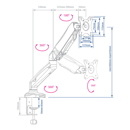 Кронштейн настольный  Arm Media LCD-T21w white для монитора