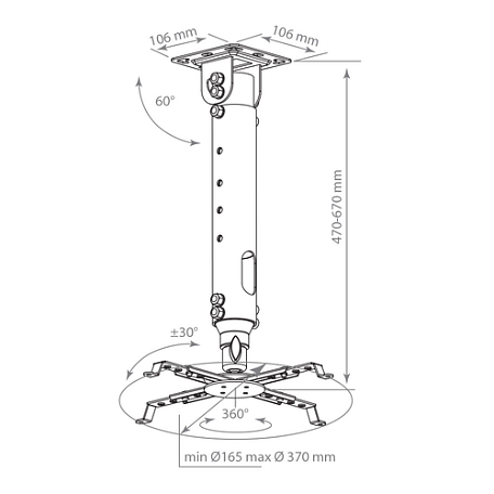 Потолочный кронштейн  Kromax PROJECTOR-100 white для проектора
