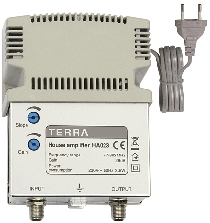 Усилитель ТВ сигнала  Terra HA 023 антенный вход / выход, 28 dB
