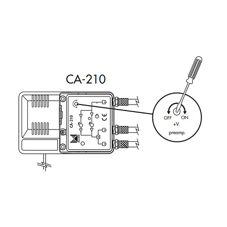 Антенный усилитель  Alcad CA-210 антенный вход / 2 выхода, 24В