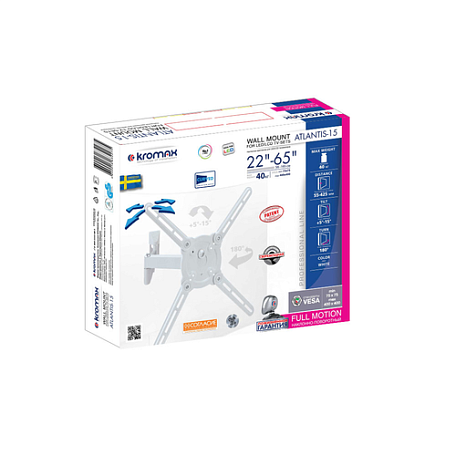 Наклонно-поворотный ТВ кронштейн  Kromax ATLANTIS-15 white для LED/LCD телевизоров