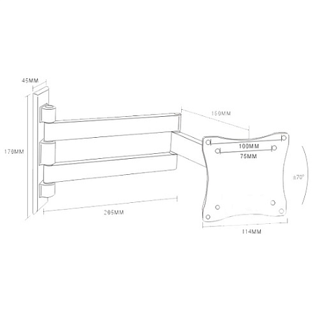 Наклонно-поворотный ТВ кронштейн  Arm Media LCD-7101 silver для LED/LCD телевизоров