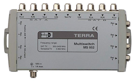 Мультисвитч  Terra MS-952 активный оконечный 9x4