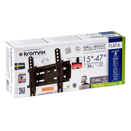 Наклонный ТВ кронштейн  Kromax FLAT-6 для LED/LCD телевизоров