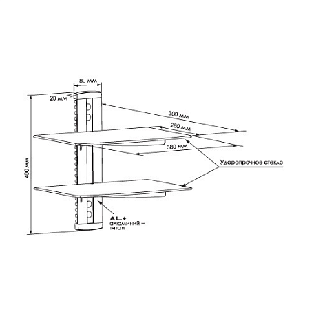 Кронштейн полка  Algenium DVD 20 для ресивера, DVD, приставки