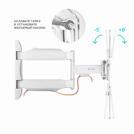 Наклонно-поворотный ТВ кронштейн  Onkron M4 white для LED/LCD телевизоров