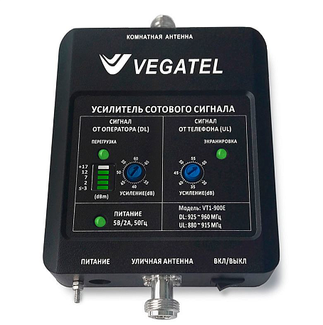 Репитер GSM  Vegatel VT2-900E (LED) усиление сигнала до 1000 м2