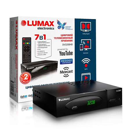 Цифровая ТВ приставка  Lumax DV3208HD ресивер с тюнером DVB-T2/C