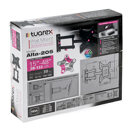 Наклонно-поворотный ТВ кронштейн  Tuarex ALTA-205 для LED/LCD телевизоров