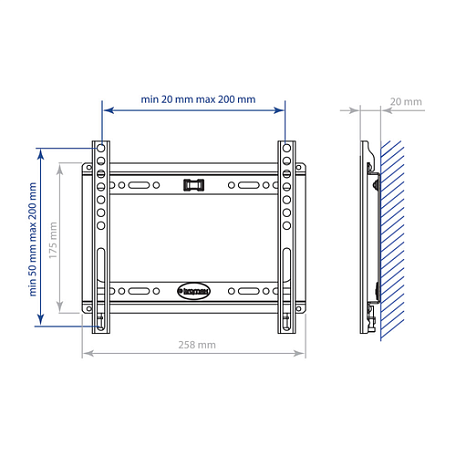 Фиксированный ТВ кронштейн  Kromax IDEAL-5W white для LED/LCD телевизоров